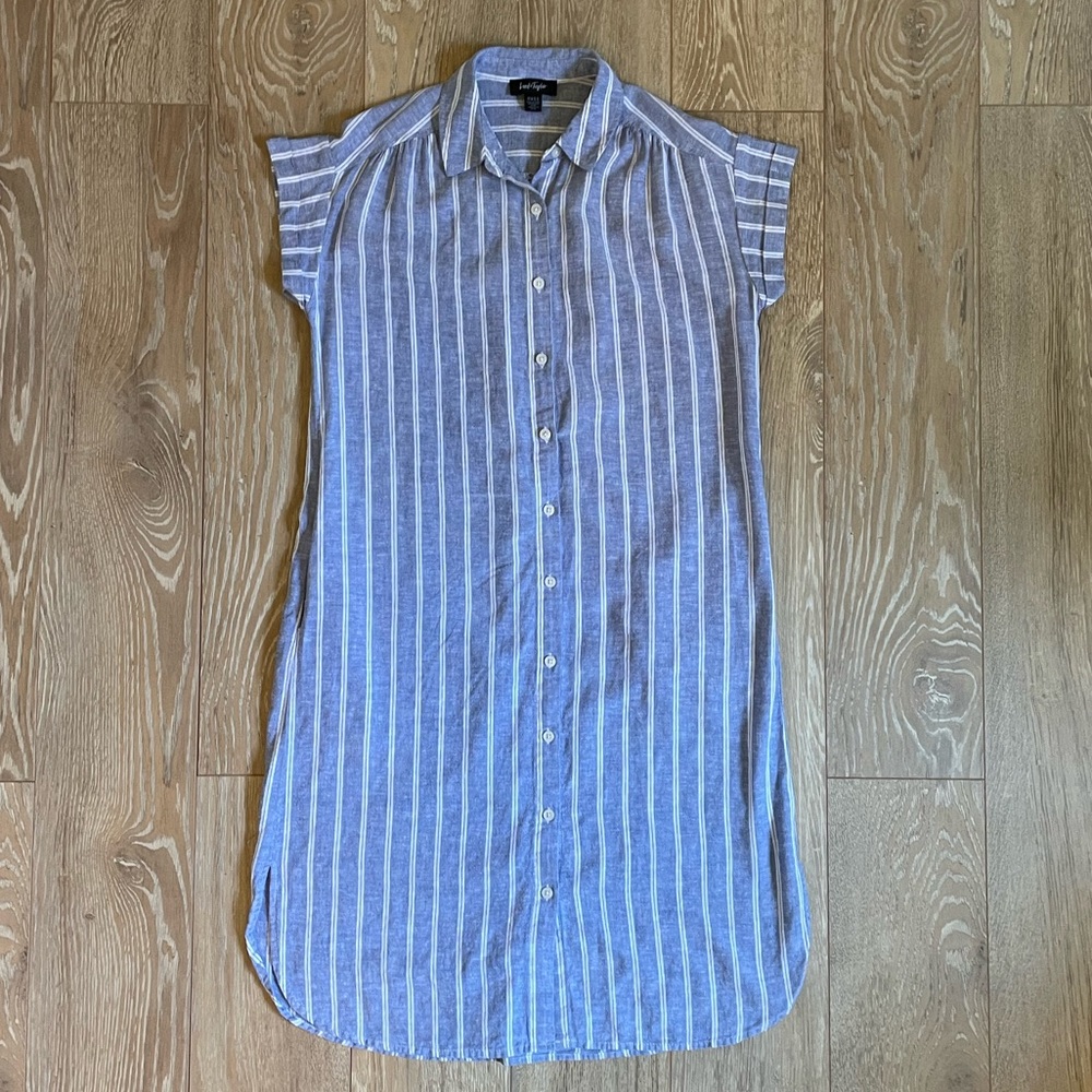 Lord & Taylor Striped Linen Blend Dress